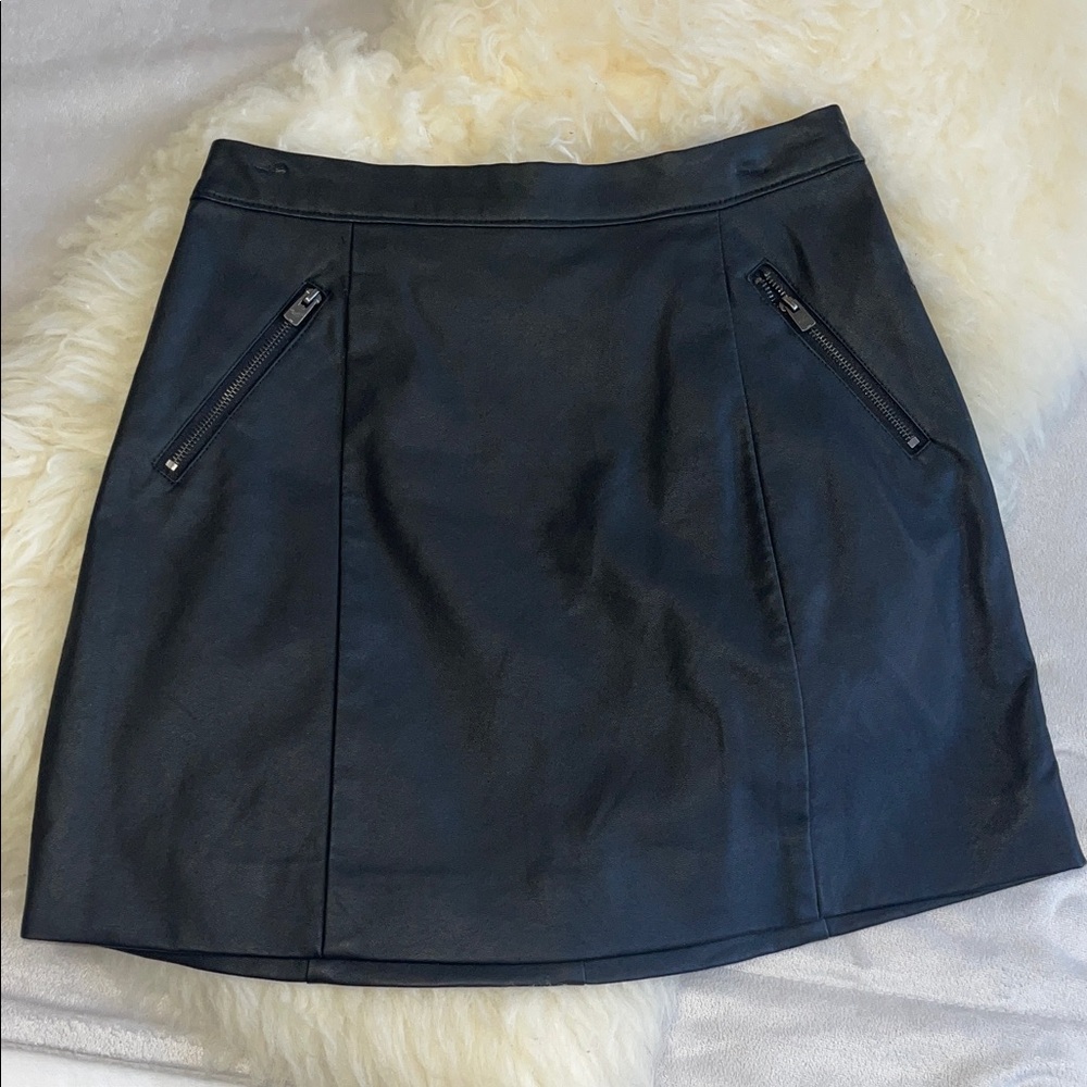 Black Faux Leather Mini Skirt